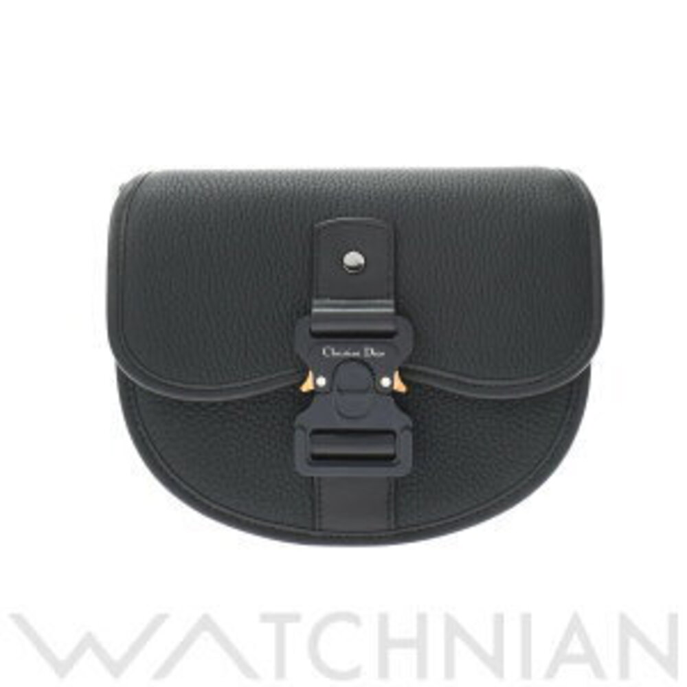 Dior GALLOP Bag Black Aluminum Buckle Grained Calfskin Shoulder